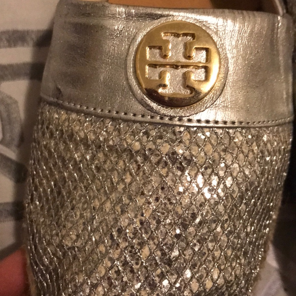 Silver Glitter Tory Burch Platform Espadrilles - image 3